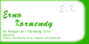 erno kormendy business card