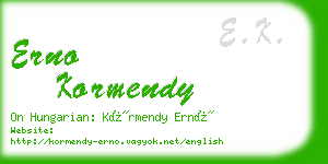 erno kormendy business card